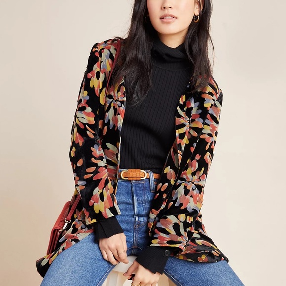 Anthropologie Fireworks Burnout Velvet Kimono - Picture 3 of 4